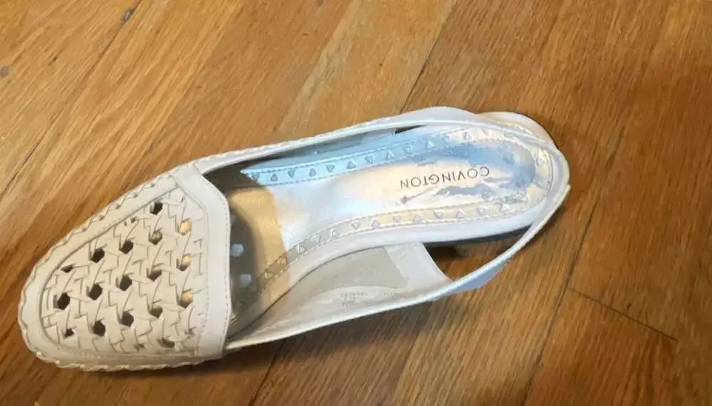 Covington White Woven Slingback Flats